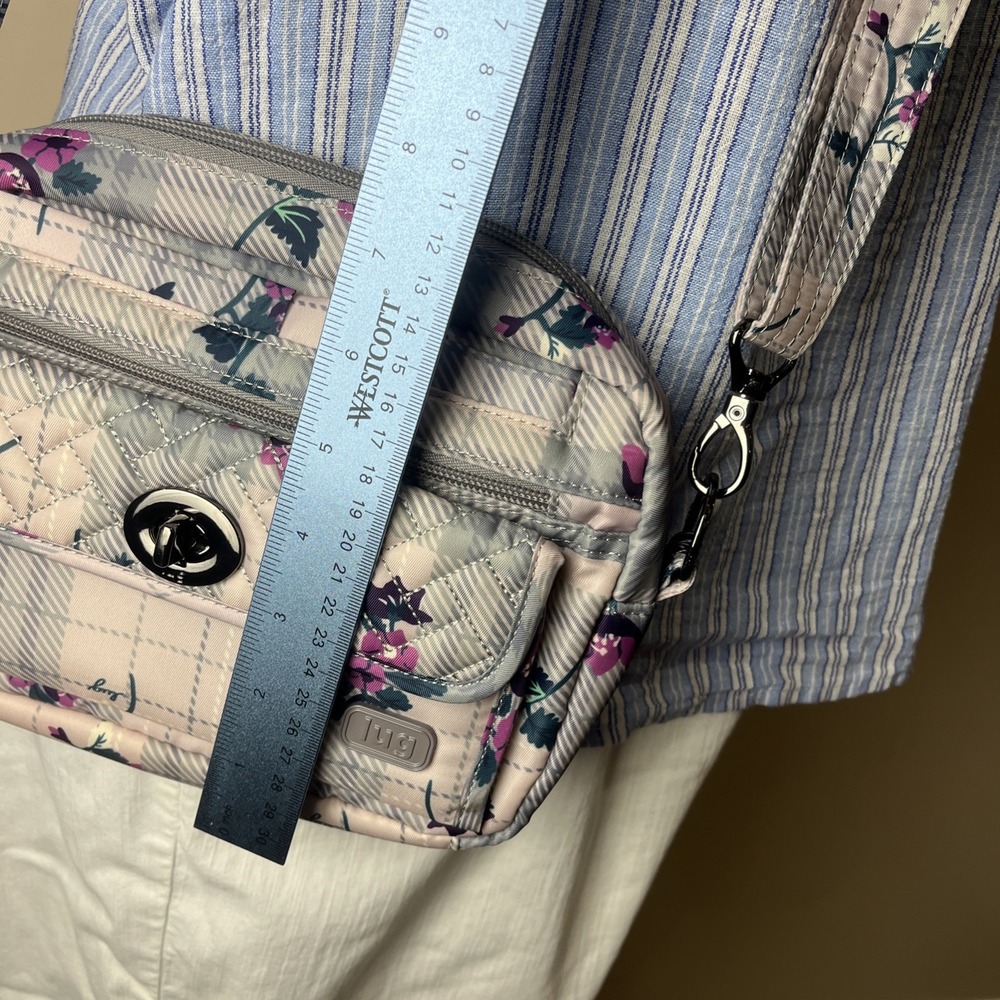 LUG Switch Floral Plaid Crossbody Bag Convertible Strap RFID Travel - Picture 3 of 16